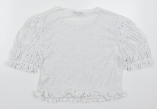 George Womens White  Polyester Basic T-Shirt Size 16 Round Neck - Smocked