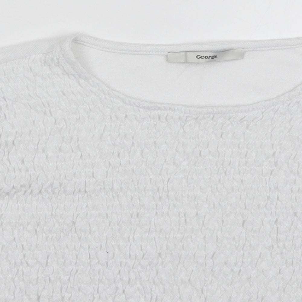 George Womens White  Polyester Basic T-Shirt Size 16 Round Neck - Smocked
