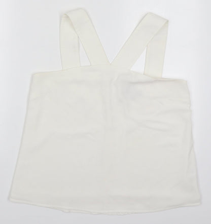 ASOS Womens White  Polyester Basic Tank Size 12 V-Neck