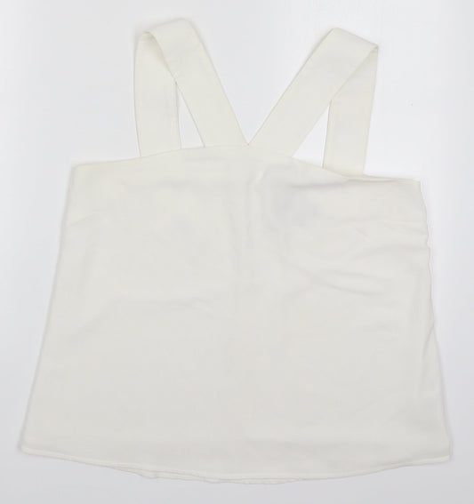 ASOS Womens White  Polyester Basic Tank Size 12 V-Neck