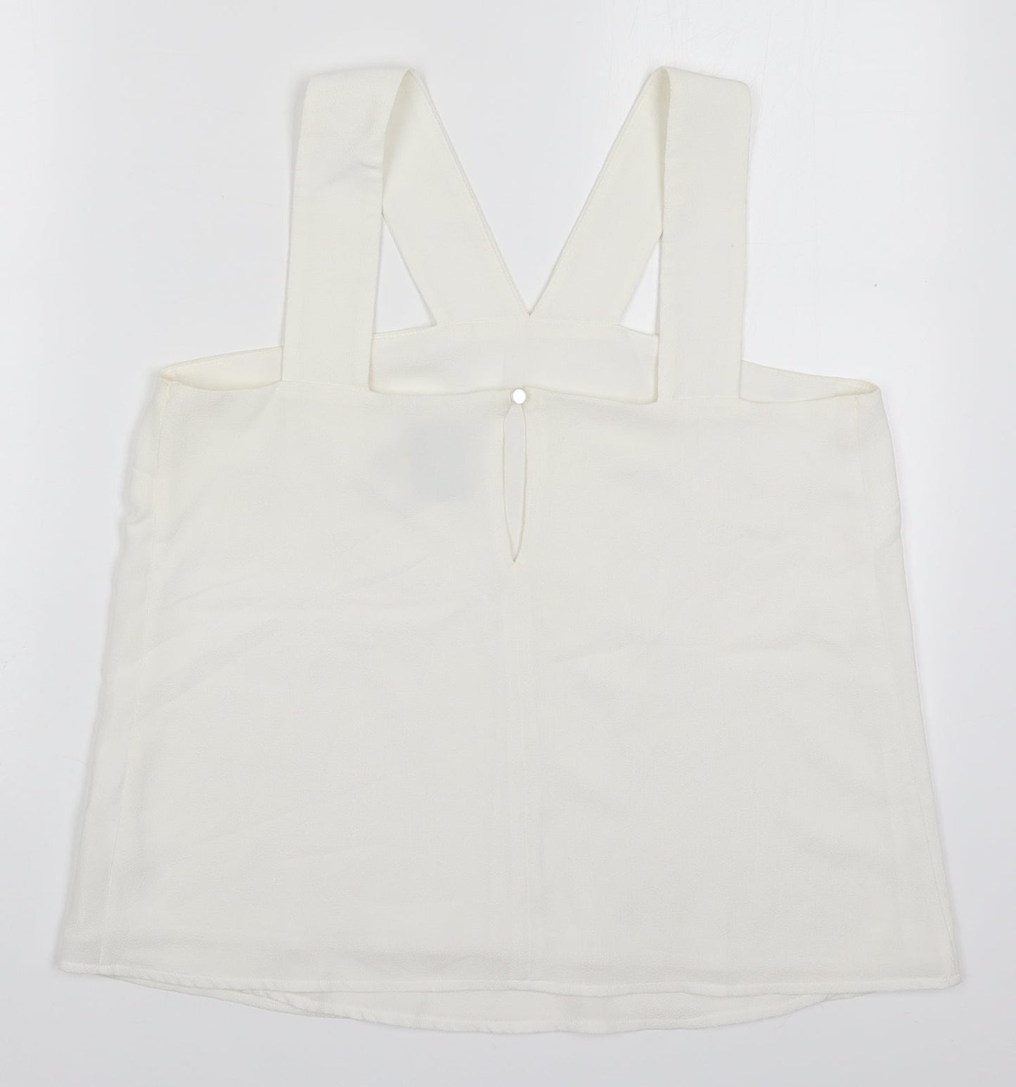 ASOS Womens White  Polyester Basic Tank Size 12 V-Neck