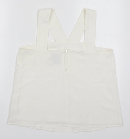 ASOS Womens White  Polyester Basic Tank Size 12 V-Neck
