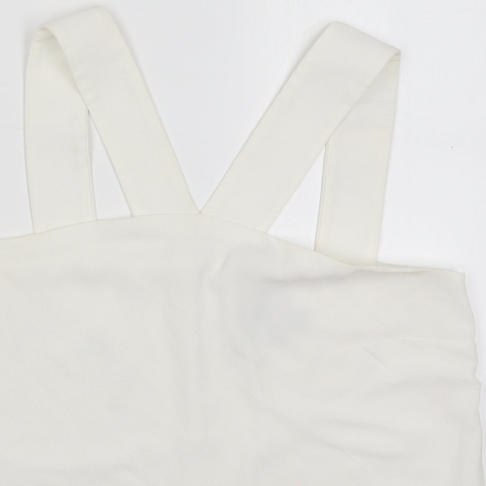 ASOS Womens White  Polyester Basic Tank Size 12 V-Neck