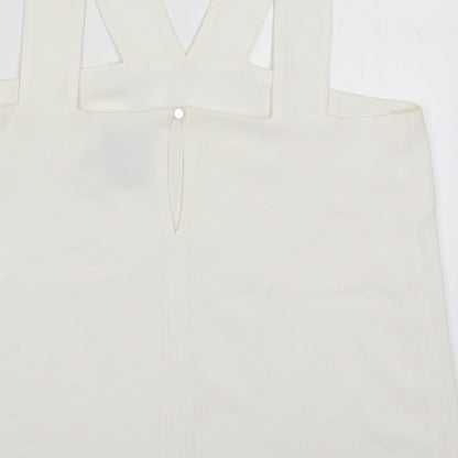 ASOS Womens White  Polyester Basic Tank Size 12 V-Neck