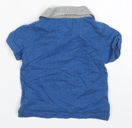 Mothercare Boys Blue  Cotton Basic Polo Size 9-12 Months Collared Pullover