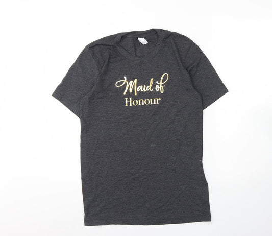 Womens UK Size S Canvas Grey Basic T-Shirt