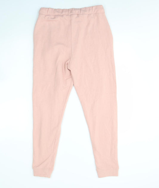 Miss Selfridge Womens Pink  Cotton Jogger Trousers Size M L30 in Regular Drawstring