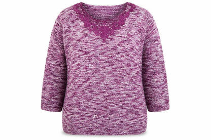 Bonmarché Womens Purple Round Neck Acrylic Pullover Jumper Size L