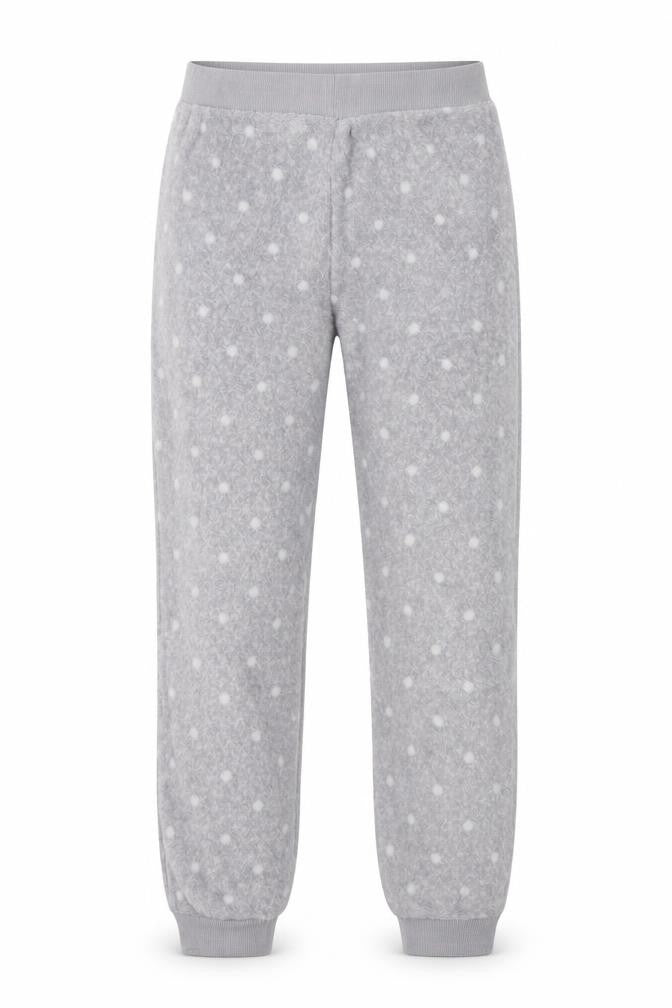 Front view of F&F girls’ grey polka dot polyester cami pyjama pants, size 8, years