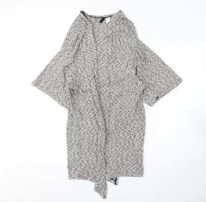 H&M Womens White V-Neck Herringbone Cotton Cardigan Jumper Size M