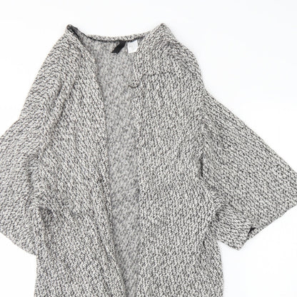 H&M Womens White V-Neck Herringbone Cotton Cardigan Jumper Size M