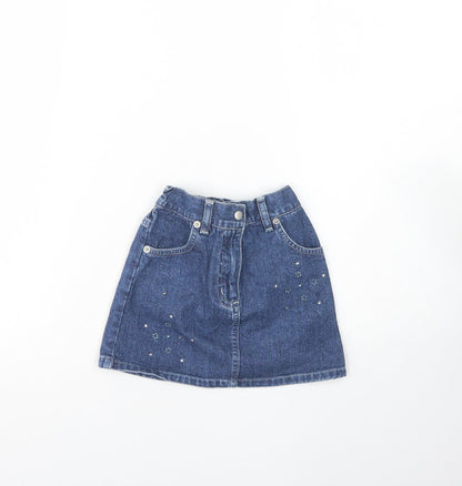 Xceed Girls Blue  Cotton Mini Skirt Size 3 Years  Regular Button