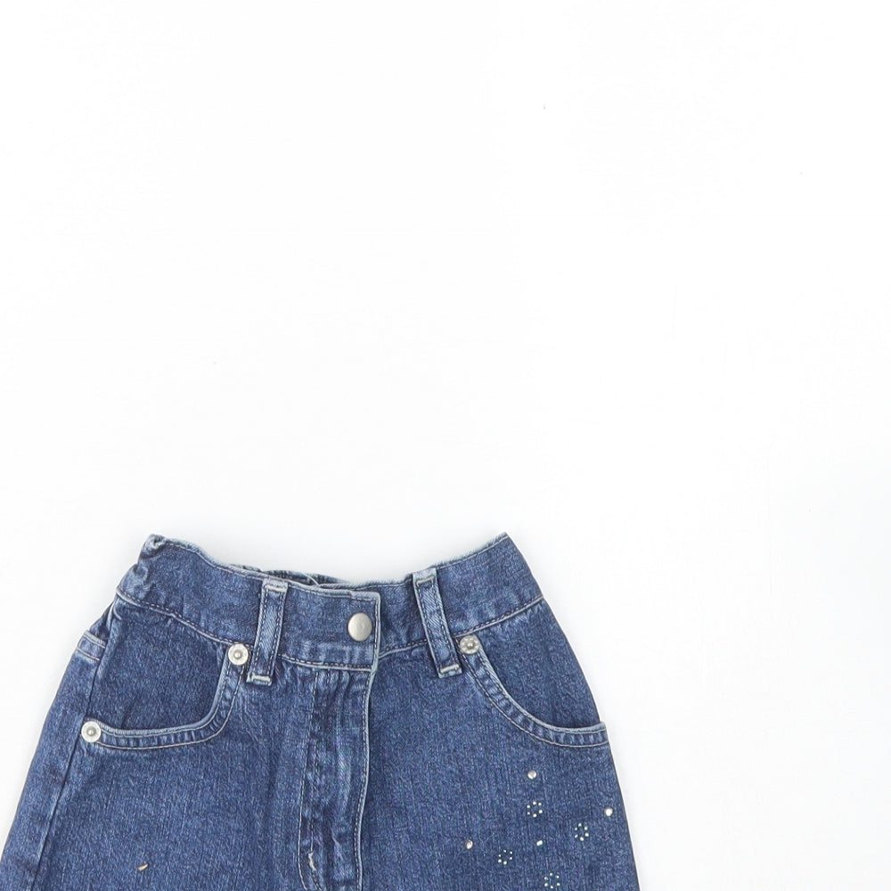 Xceed Girls Blue  Cotton Mini Skirt Size 3 Years  Regular Button