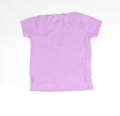 Angel  Girls Purple  Cotton Basic T-Shirt Size 4 Years Round Neck  - Girls are the future
