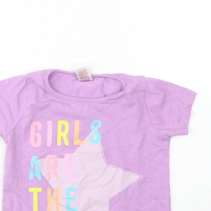 Angel  Girls Purple  Cotton Basic T-Shirt Size 4 Years Round Neck  - Girls are the future