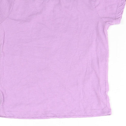 Angel  Girls Purple  Cotton Basic T-Shirt Size 4 Years Round Neck  - Girls are the future