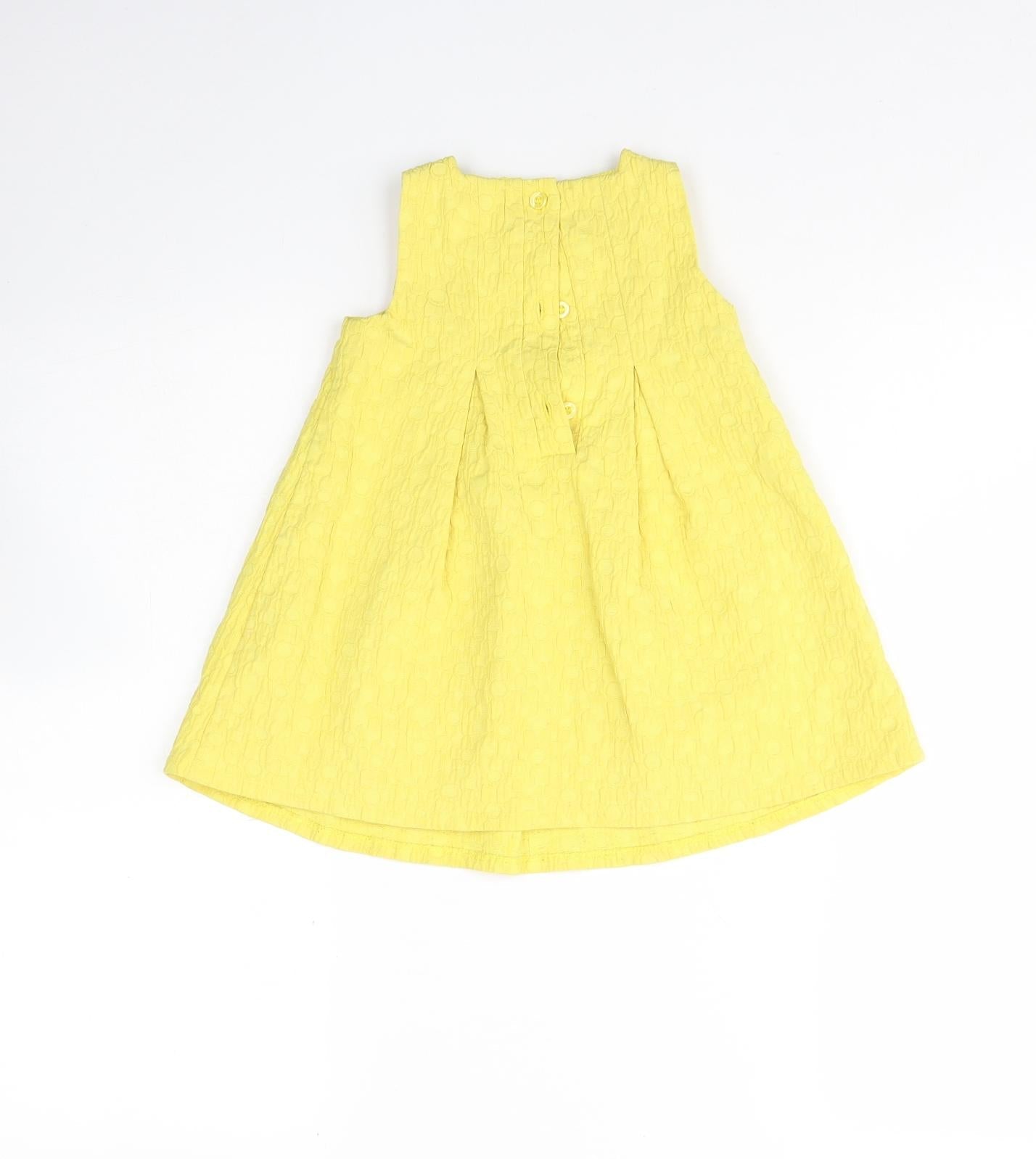 NEXT Girls Yellow  Cotton Shift  Size 12 Months  Round Neck