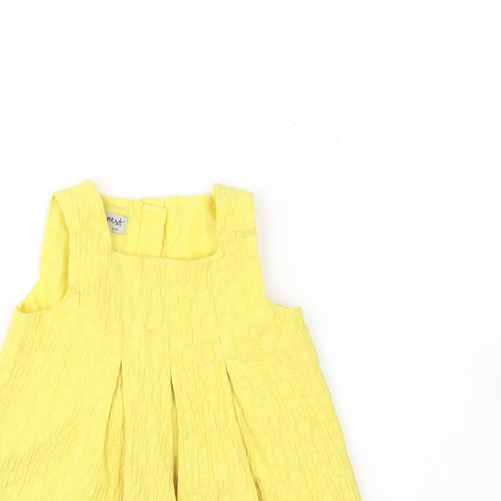 NEXT Girls Yellow  Cotton Shift  Size 12 Months  Round Neck