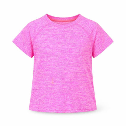 Front view of Soul luxe girls’ pink polyester basic t-shirt, size 4, years round neck