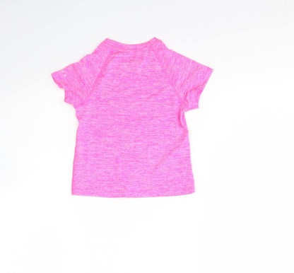Soul luxe Girls Pink  Polyester Basic T-Shirt Size 4 Years Round Neck