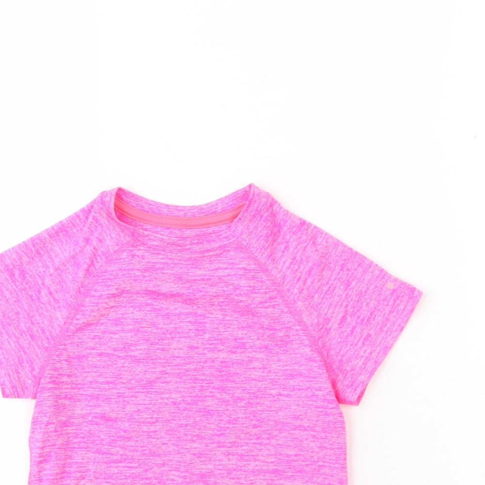 Soul luxe Girls Pink  Polyester Basic T-Shirt Size 4 Years Round Neck