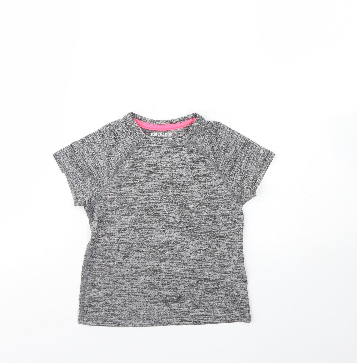 Matalan Girls Grey  Polyester Basic T-Shirt Size 4 Years Round Neck