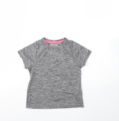 Matalan Girls Grey  Polyester Basic T-Shirt Size 4 Years Round Neck