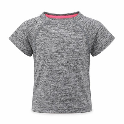 Front view of Matalan girls’ grey polyester basic t-shirt, size 4, years round neck