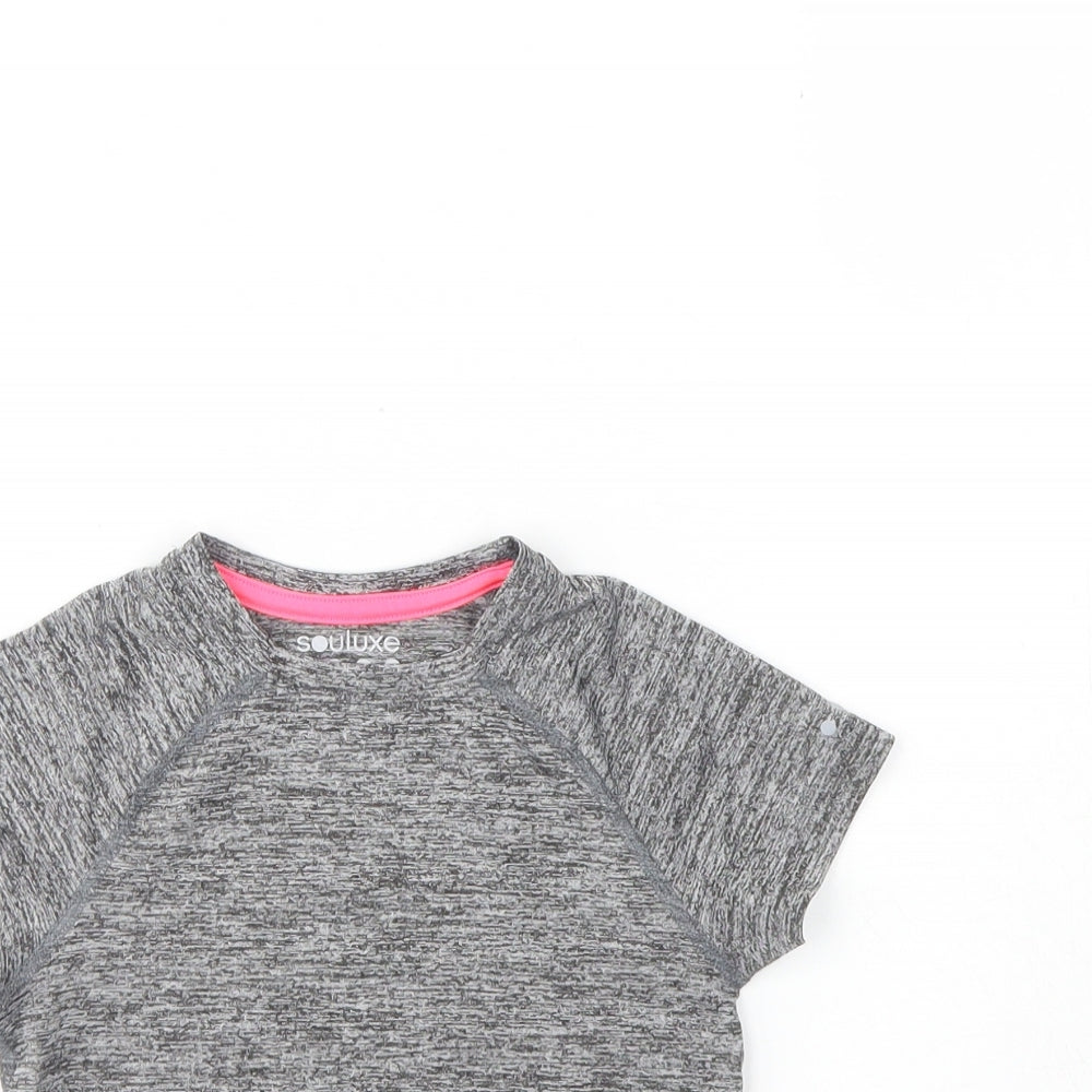 Matalan Girls Grey  Polyester Basic T-Shirt Size 4 Years Round Neck