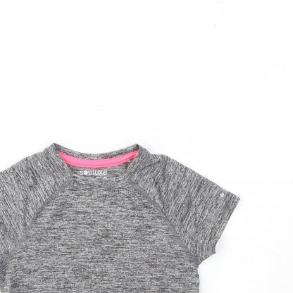 Matalan Girls Grey  Polyester Basic T-Shirt Size 4 Years Round Neck