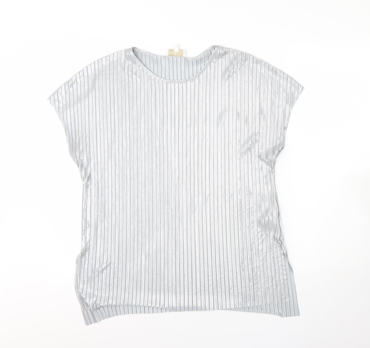 Apricot Womens Silver  Polyester Basic Blouse Size 10 Round Neck