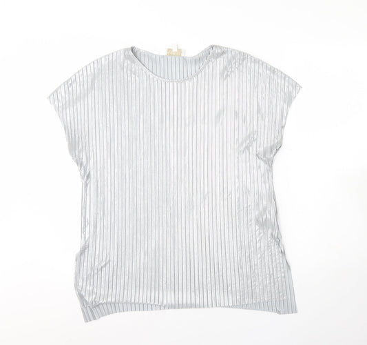 Apricot Womens Silver  Polyester Basic Blouse Size 10 Round Neck