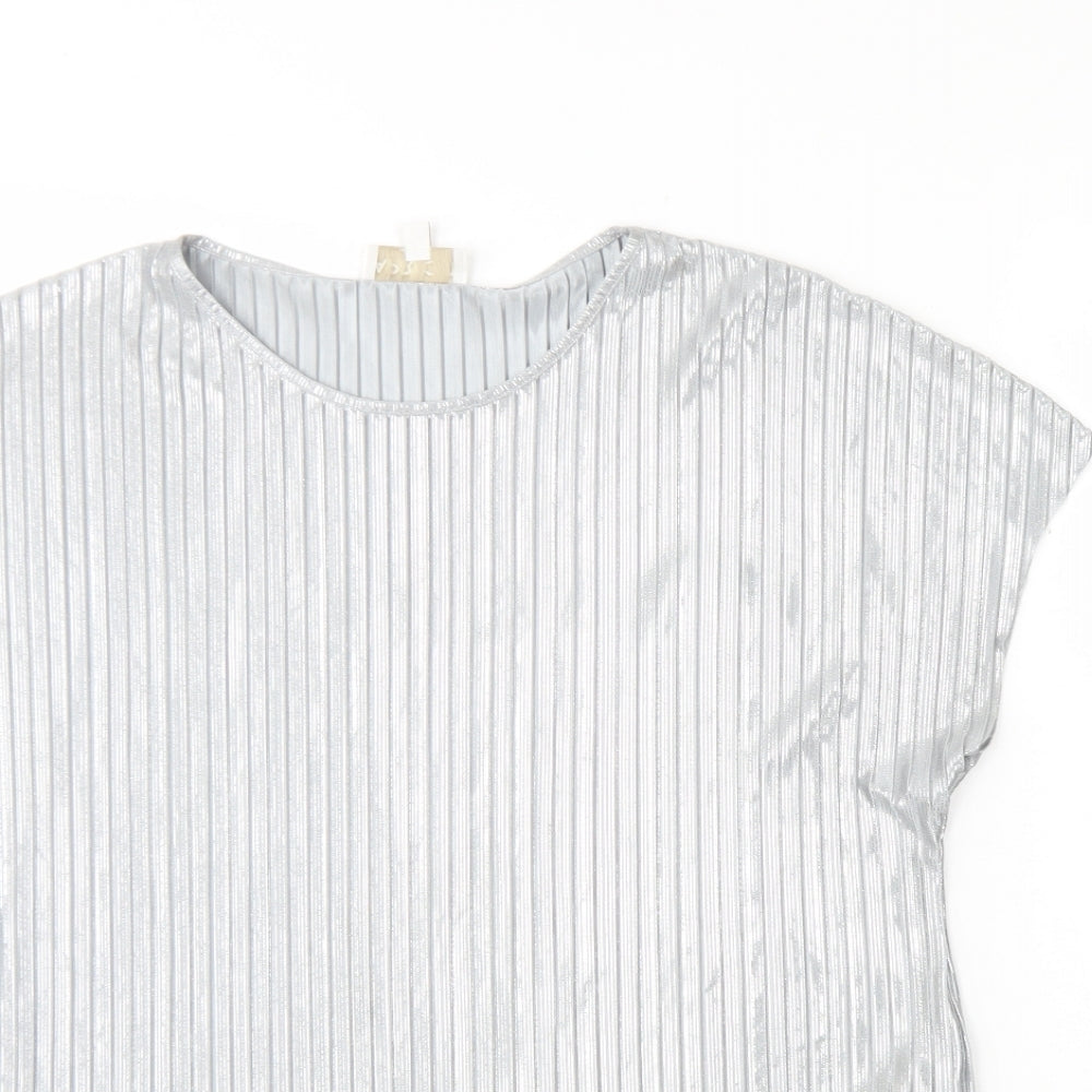 Apricot Womens Silver  Polyester Basic Blouse Size 10 Round Neck