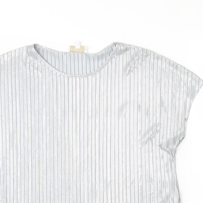 Apricot Womens Silver  Polyester Basic Blouse Size 10 Round Neck