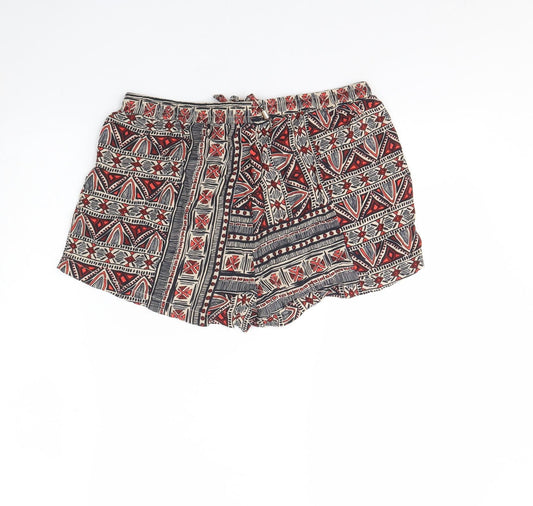 Atmosphere Womens Multicoloured Geometric Polyester Culotte Shorts Size 12 L3 in Regular Drawstring