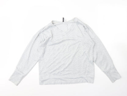 Additional front view of Jaclyn Intimates women’s grey v-neck polyester jumper, size M