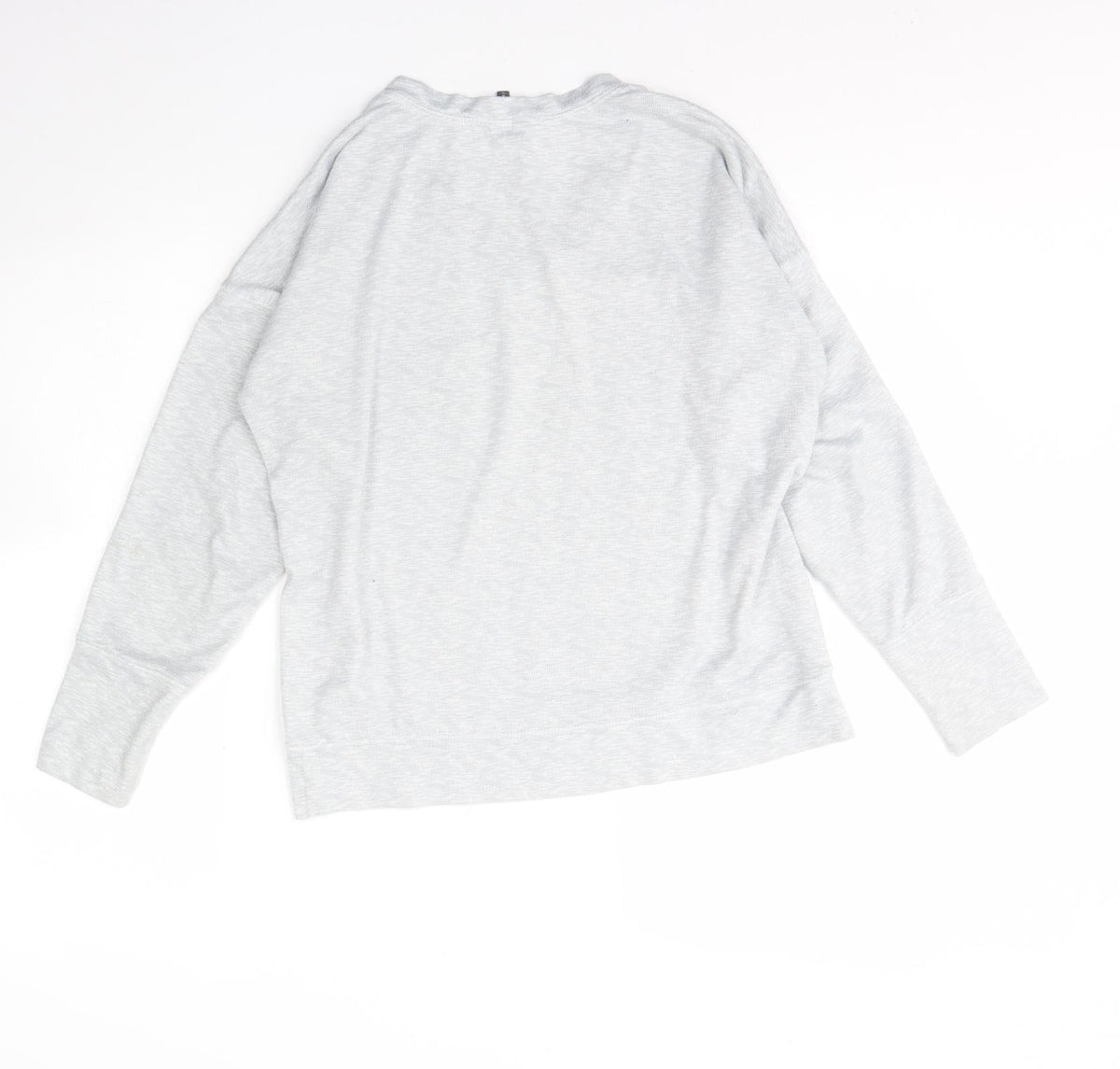 Back view of Jaclyn Intimates women’s grey v-neck polyester jumper, size M