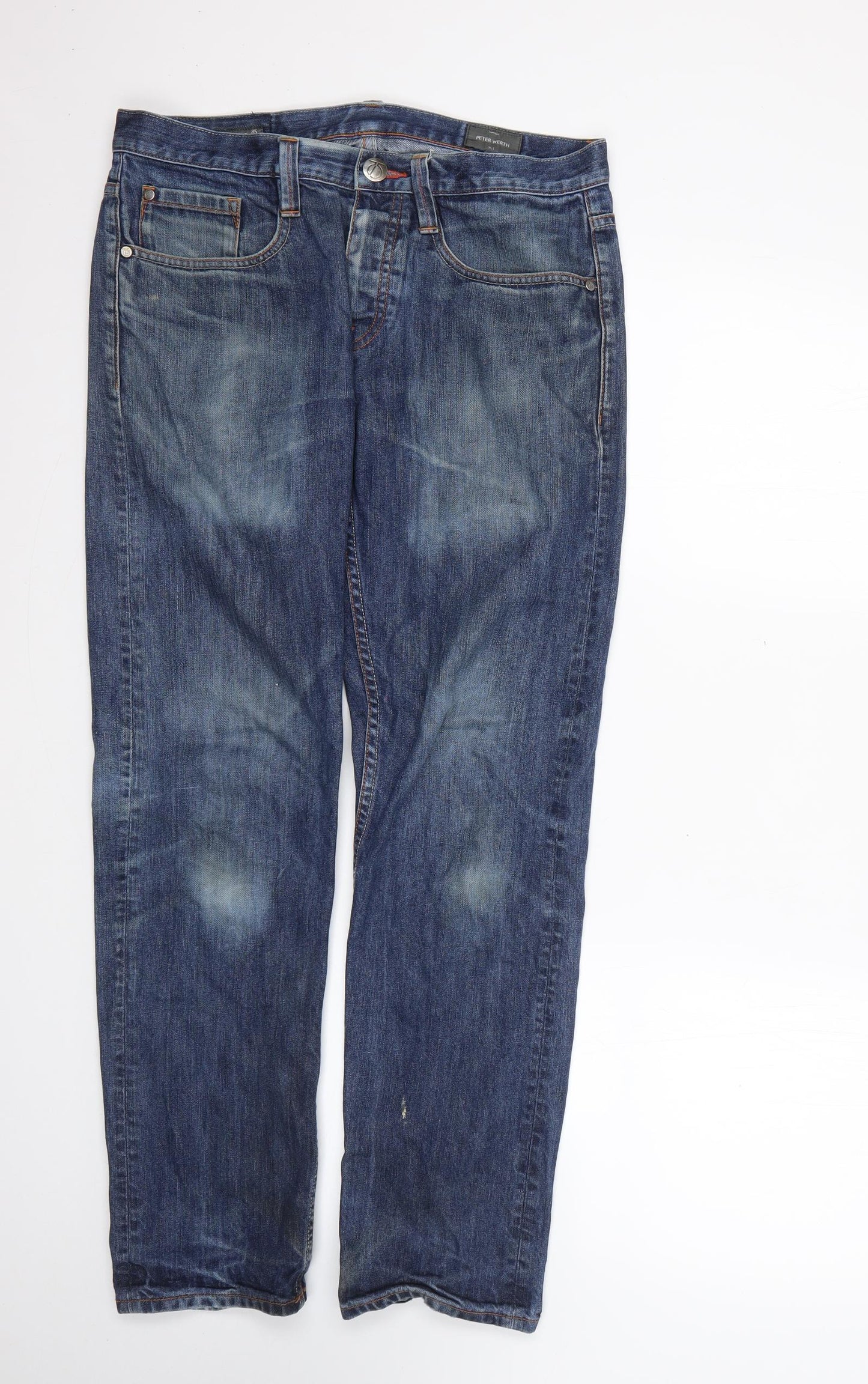 Mens UK Size 32 Peter Werth Regular Fit Straight Blue Jeans
