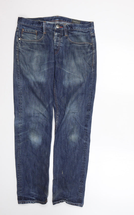 Mens UK Size 32 Peter Werth Regular Fit Straight Blue Jeans