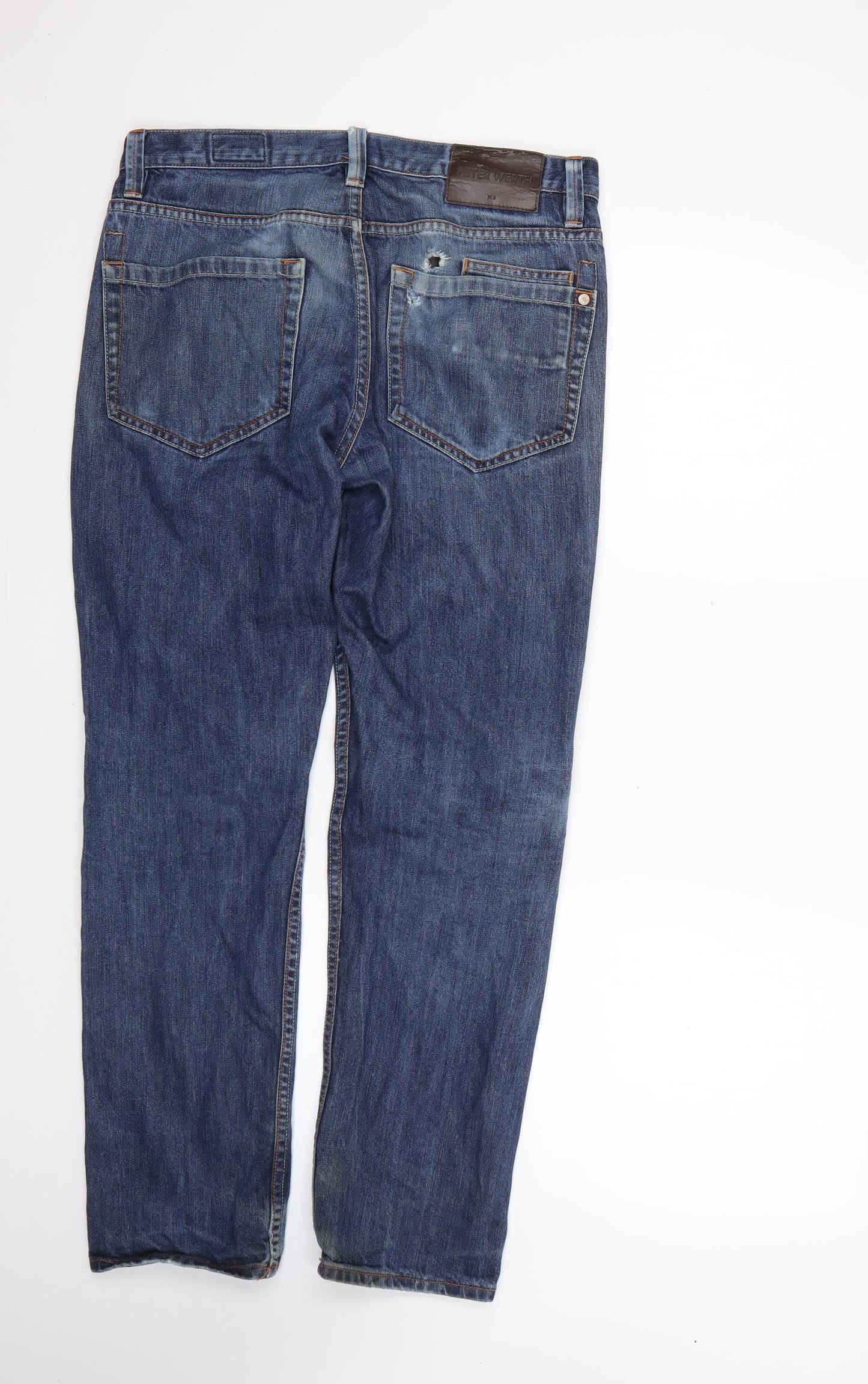 Mens UK Size 32 Peter Werth Regular Fit Straight Blue Jeans
