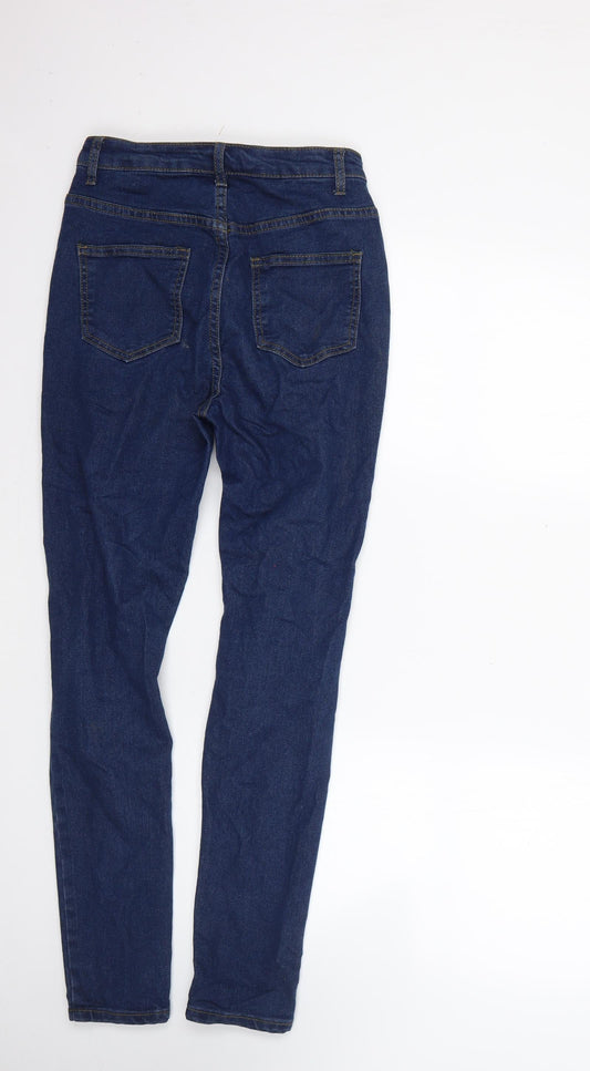Boohoo Womens Blue  Cotton Skinny Jeans Size 6 L27 in Regular