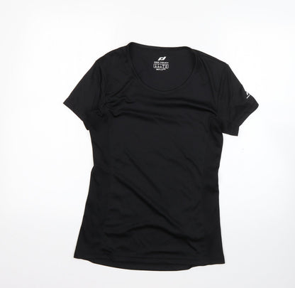 Additional front view of PRO TOUCH women’s black 100% polyester basic t-shirt, size UK 8, round neck