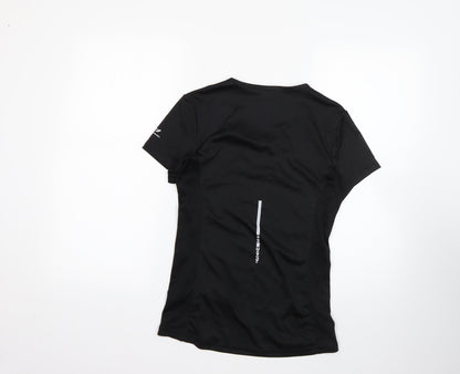 Back view of PRO TOUCH women’s black 100% polyester basic t-shirt, size UK 8, round neck