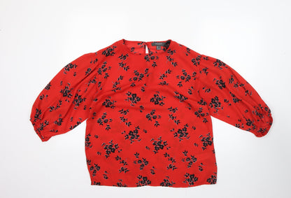 Primark Womens Multicoloured Floral Polyester Basic Blouse Size 12 Round Neck