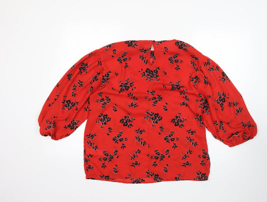 Primark Womens Multicoloured Floral Polyester Basic Blouse Size 12 Round Neck