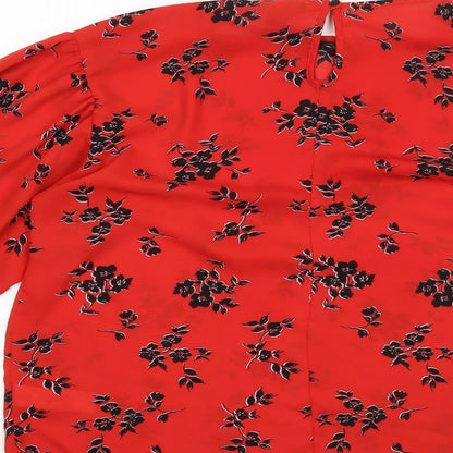 Primark Womens Multicoloured Floral Polyester Basic Blouse Size 12 Round Neck