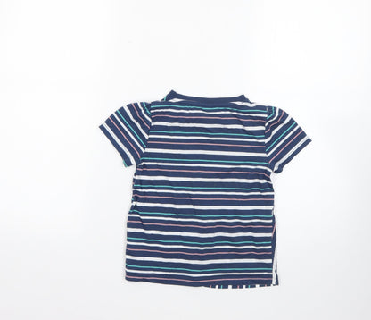 Back view of Tu girls’ multicoloured striped polyester basic t-shirt, size 7, years round neck