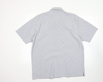 Mens UK Size L Lee Cooper Grey  Button-Up Short Sleeve Casual Shirt