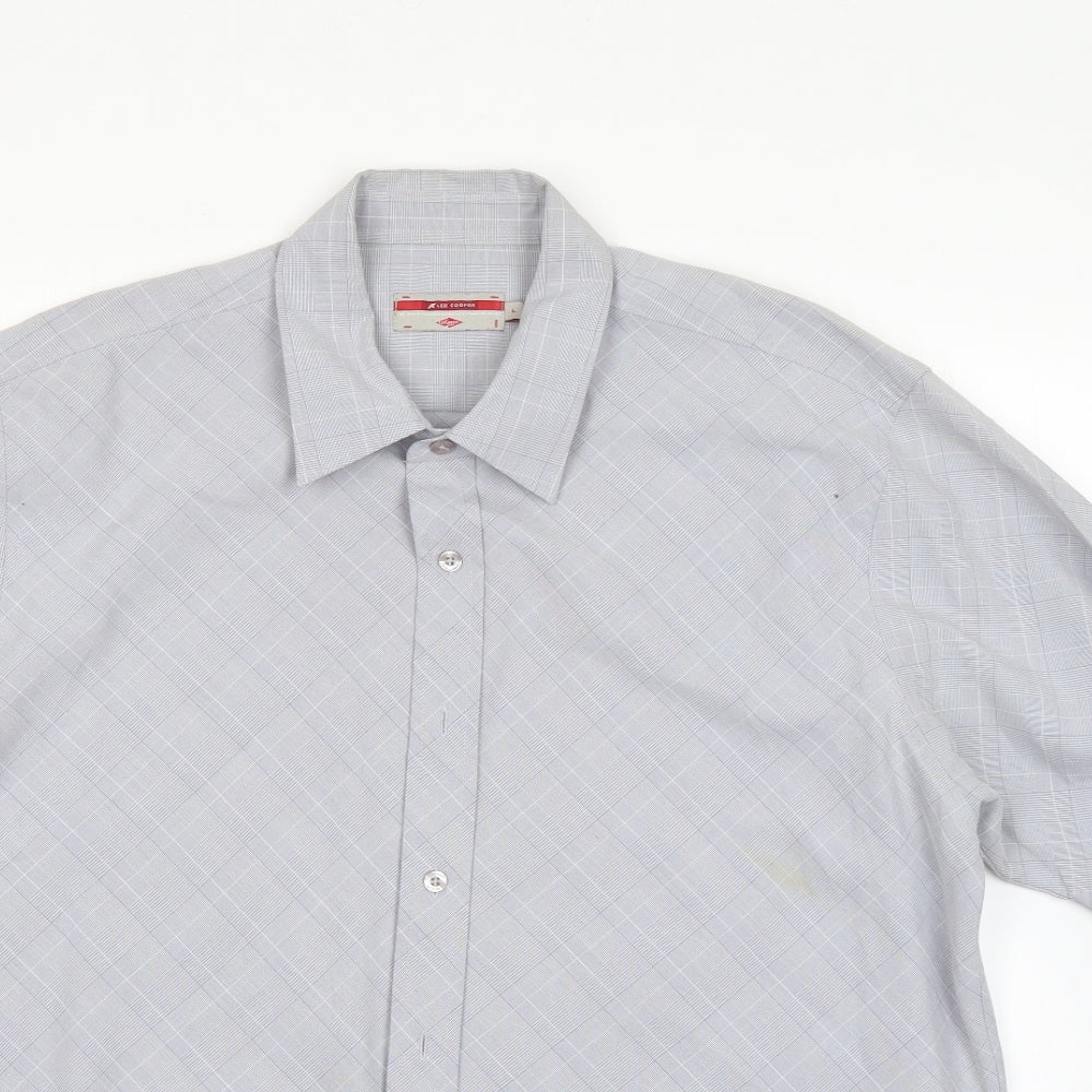 Mens UK Size L Lee Cooper Grey  Button-Up Short Sleeve Casual Shirt