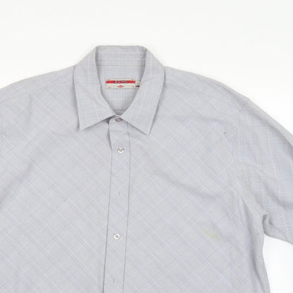 Mens UK Size L Lee Cooper Grey  Button-Up Short Sleeve Casual Shirt